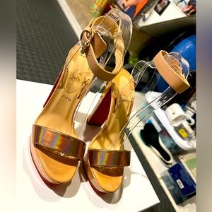 Christian Louboutin nude platform heels